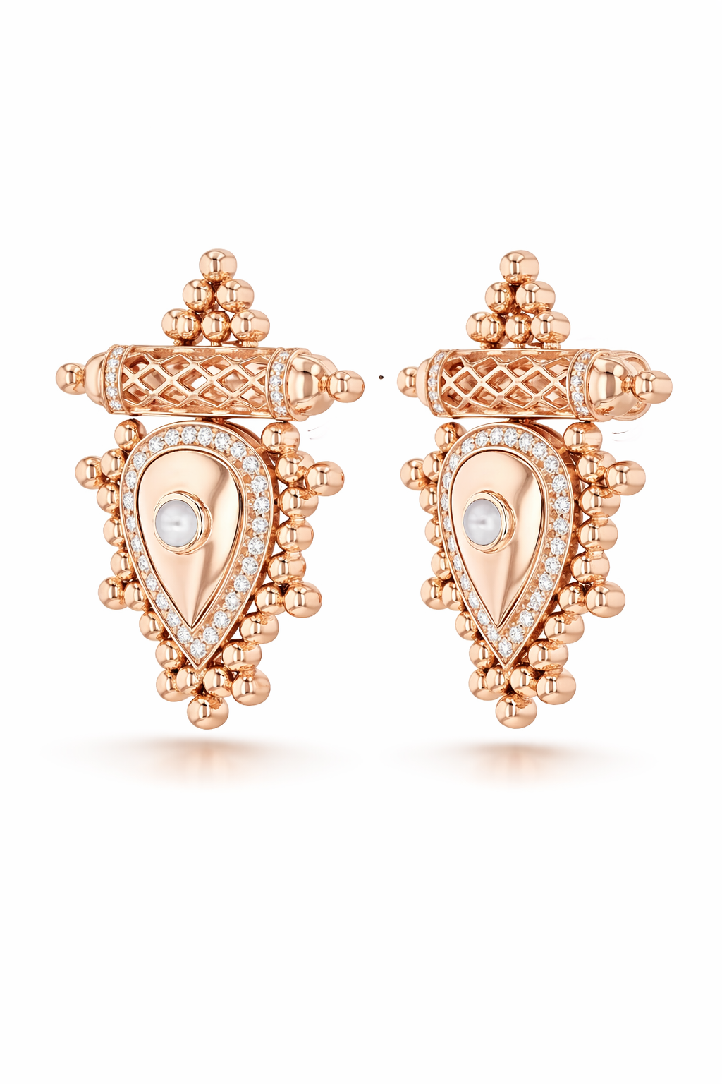 Al Qasr Large Earrings – Pearl | Rose Gold