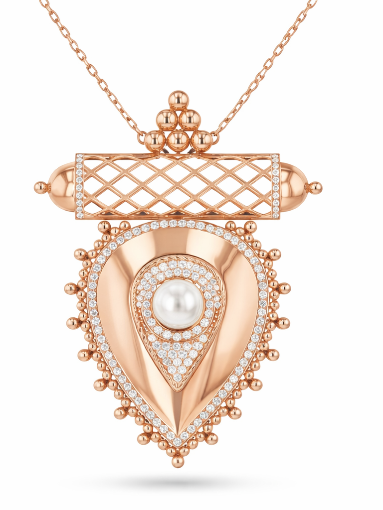 Al Qasr X-Large Pendant – Malachite | Yellow Gold — Pearl#Stone_Pearl
