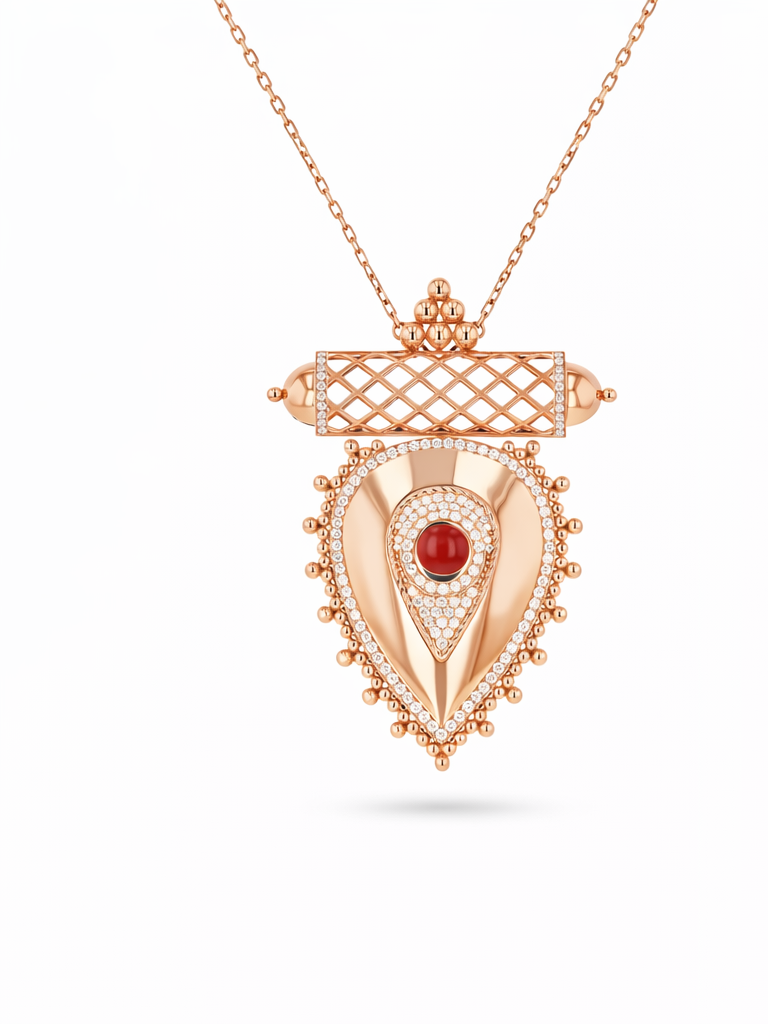 Al Qasr X-Large Pendant – Malachite | Yellow Gold — Agate#Stone_Agate