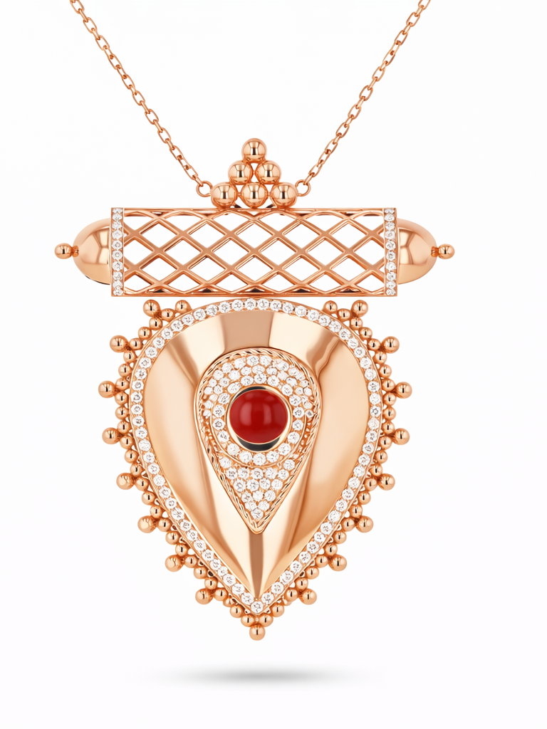 Al Qasr X-Large Pendant – Malachite | Yellow Gold — Agate#Stone_Agate