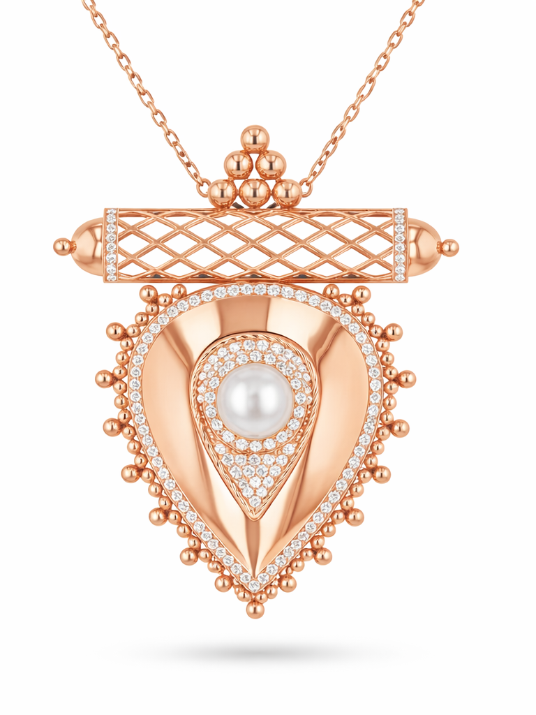 Al Qasr Medium Pendant – Pearl | Rose Gold