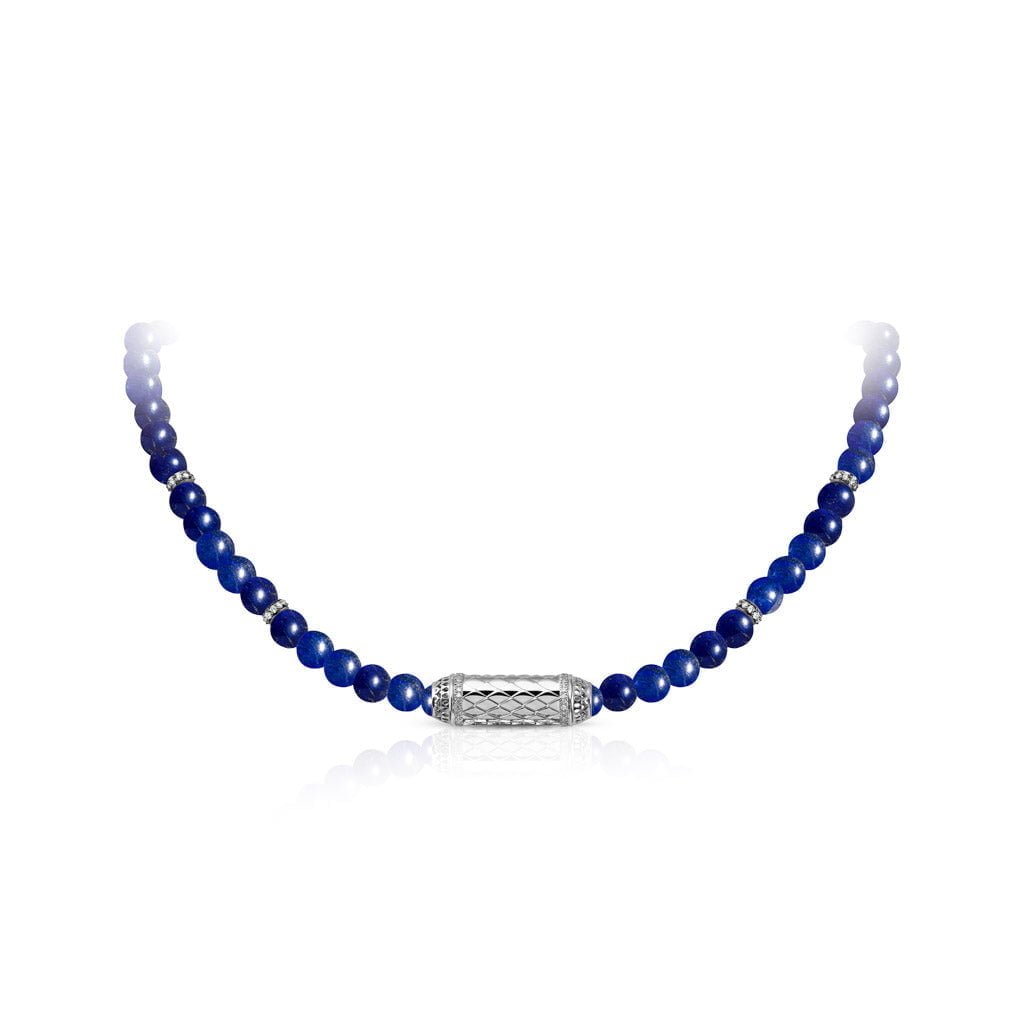 Harmony Lapis Lazuli Beads Necklace Border Diamond