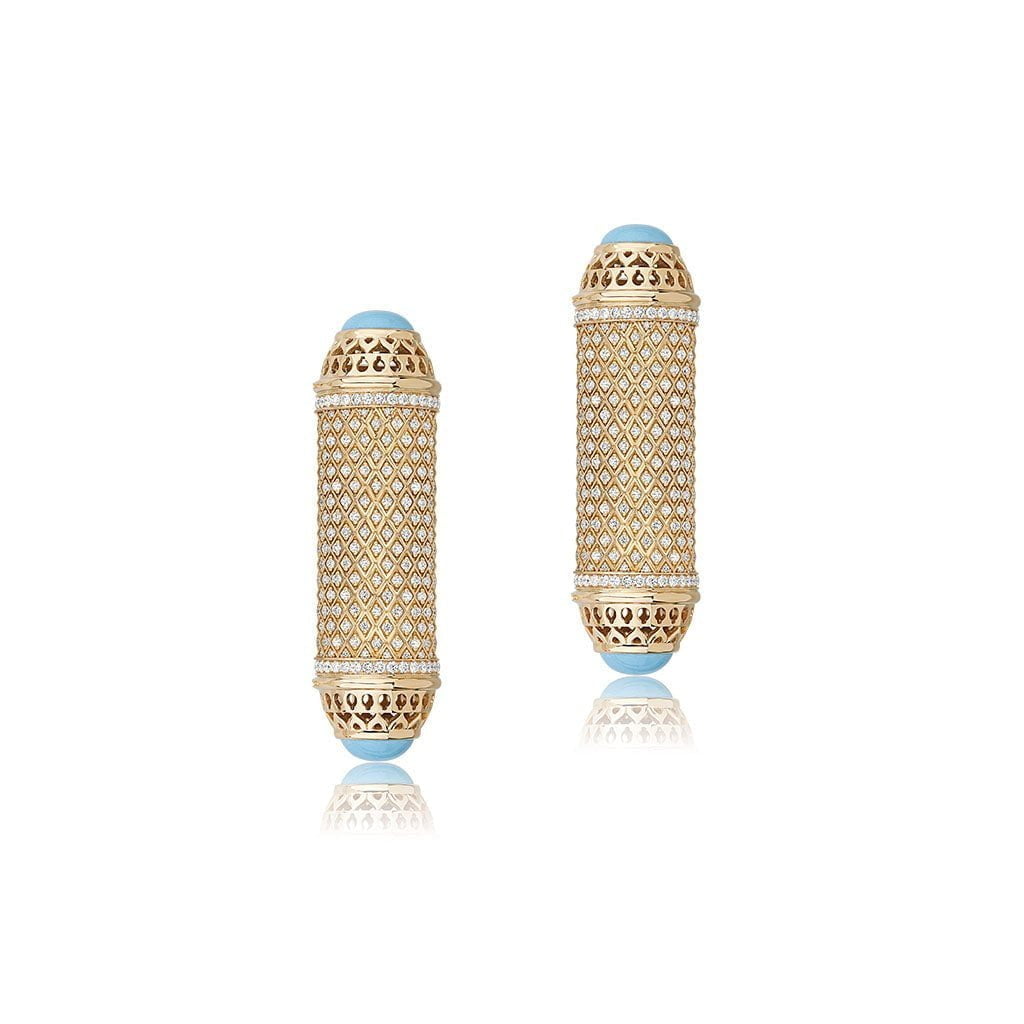 Al Noor Harmony Large Studs in Turquoise - Misk Dubai,Earrings, al-noor-harmony-large-studs-in-turquoise, , Misk Dubai,  Misk, Misk Jewellery, Misk Jewelry, Gold, Emirati Gold, Emirati Design, Jewelry Emirati, Saudi Jewelry, Gold Saudi Arabia, Dubai, Abu Dhabi, Saudi Arabia, KSA, UAE, United Arab Emirates, 18kt, مجوهرات , مجوهرات مسك, مجوهرات اماراتية , دهب , سعودية ذهب