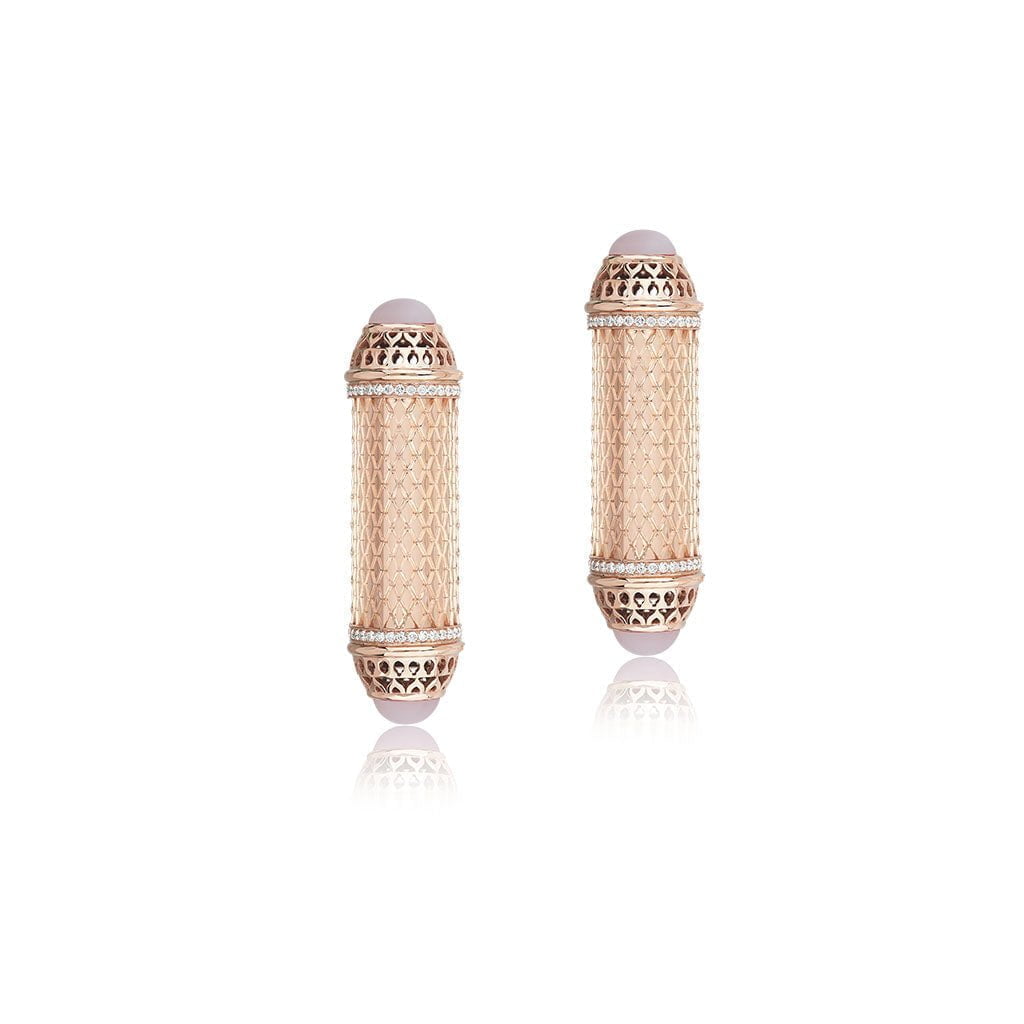 Al Noor Harmony Large Studs in Rose Quartz - Misk Dubai,Earrings, al-noor-harmony-large-studs-in-rose-quartz-1, , Misk Dubai,  Misk, Misk Jewellery, Misk Jewelry, Gold, Emirati Gold, Emirati Design, Jewelry Emirati, Saudi Jewelry, Gold Saudi Arabia, Dubai, Abu Dhabi, Saudi Arabia, KSA, UAE, United Arab Emirates, 18kt, مجوهرات , مجوهرات مسك, مجوهرات اماراتية , دهب , سعودية ذهب