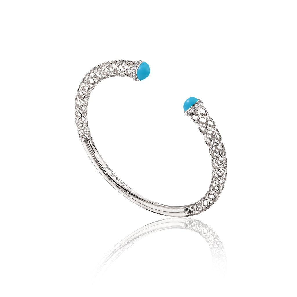 Lace Hoop Slim Bangle in Turquoise