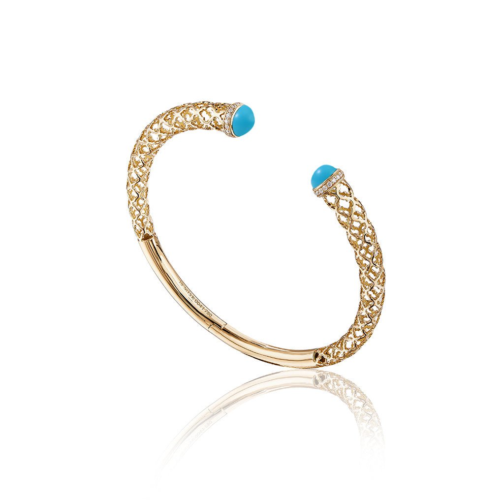 Lace Hoop Slim Bangle in Turquoise