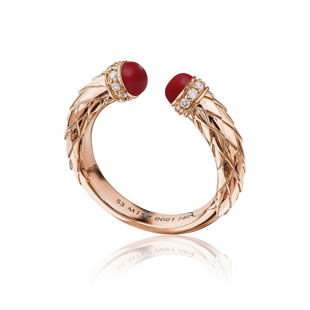 Harmony Open Agate Slim Ring Border Diamond