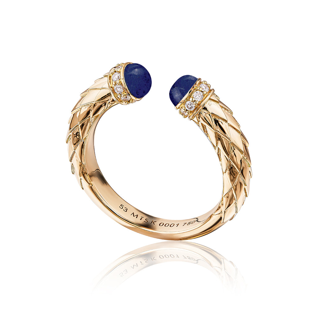 Harmony Open Lapis Lazuli Slim Ring Border Diamond