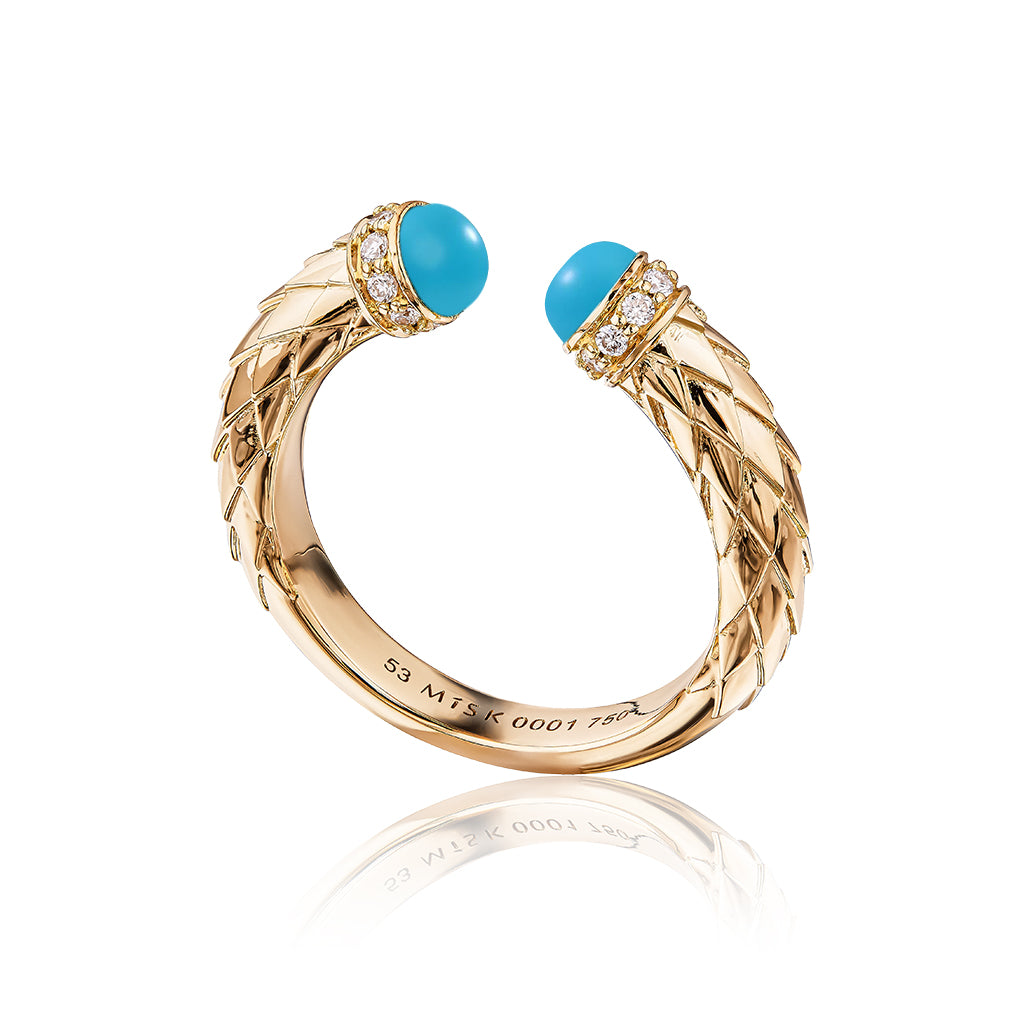 Harmony Open Turquoise Slim Ring Border Diamond