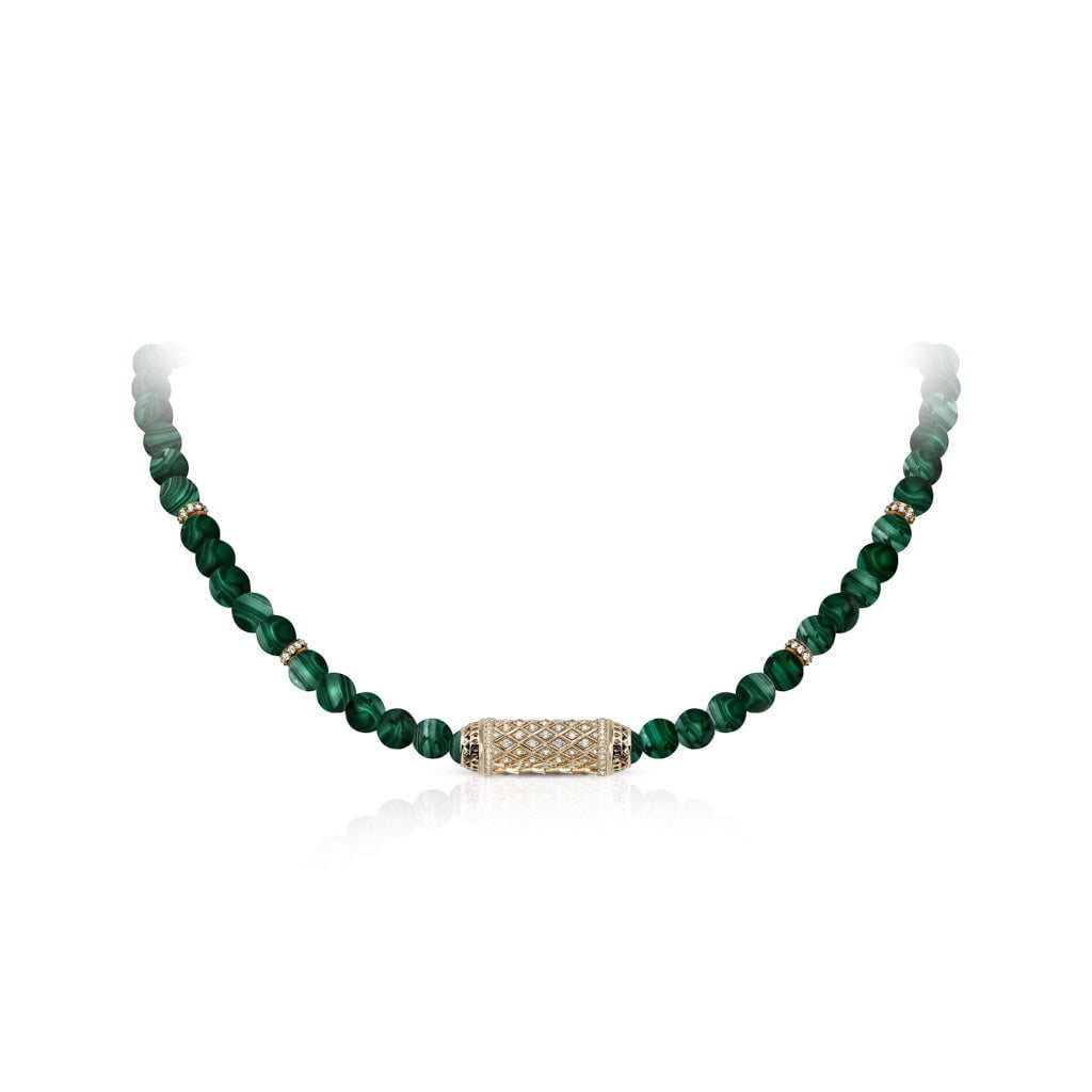 Harmony Malachite Beads Necklace Full Diamond