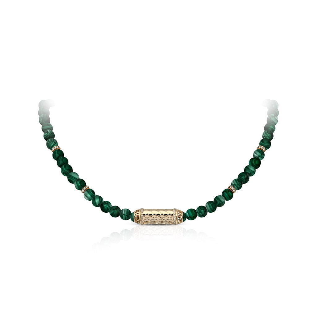 Harmony Malachite Beads Necklace Border Diamond