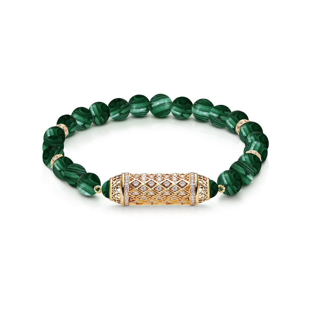 Harmony Malachite Beads Bracelet Full Diamond