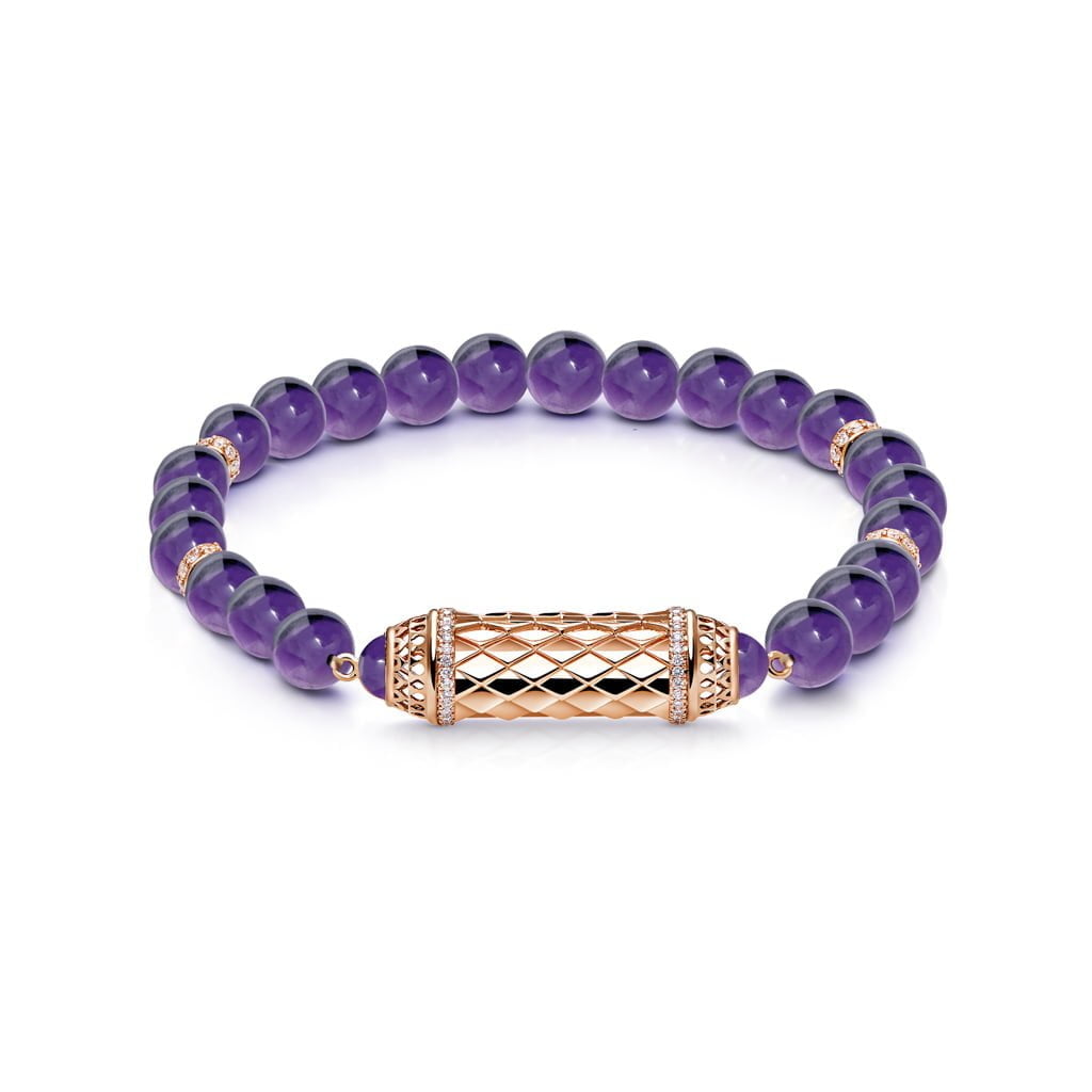 Harmony Amethyst Beads Bracelet Border Diamond