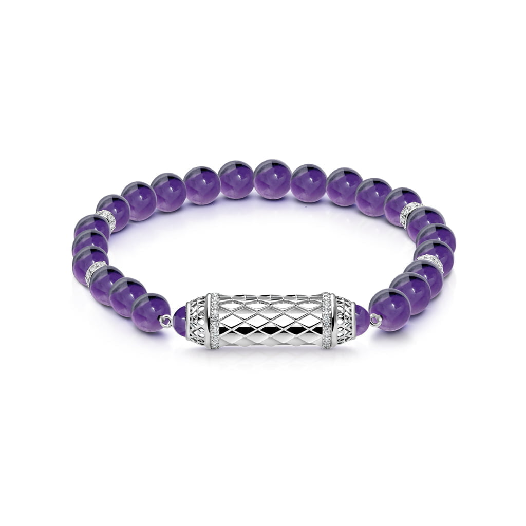 Harmony Amethyst Beads Bracelet Border Diamond
