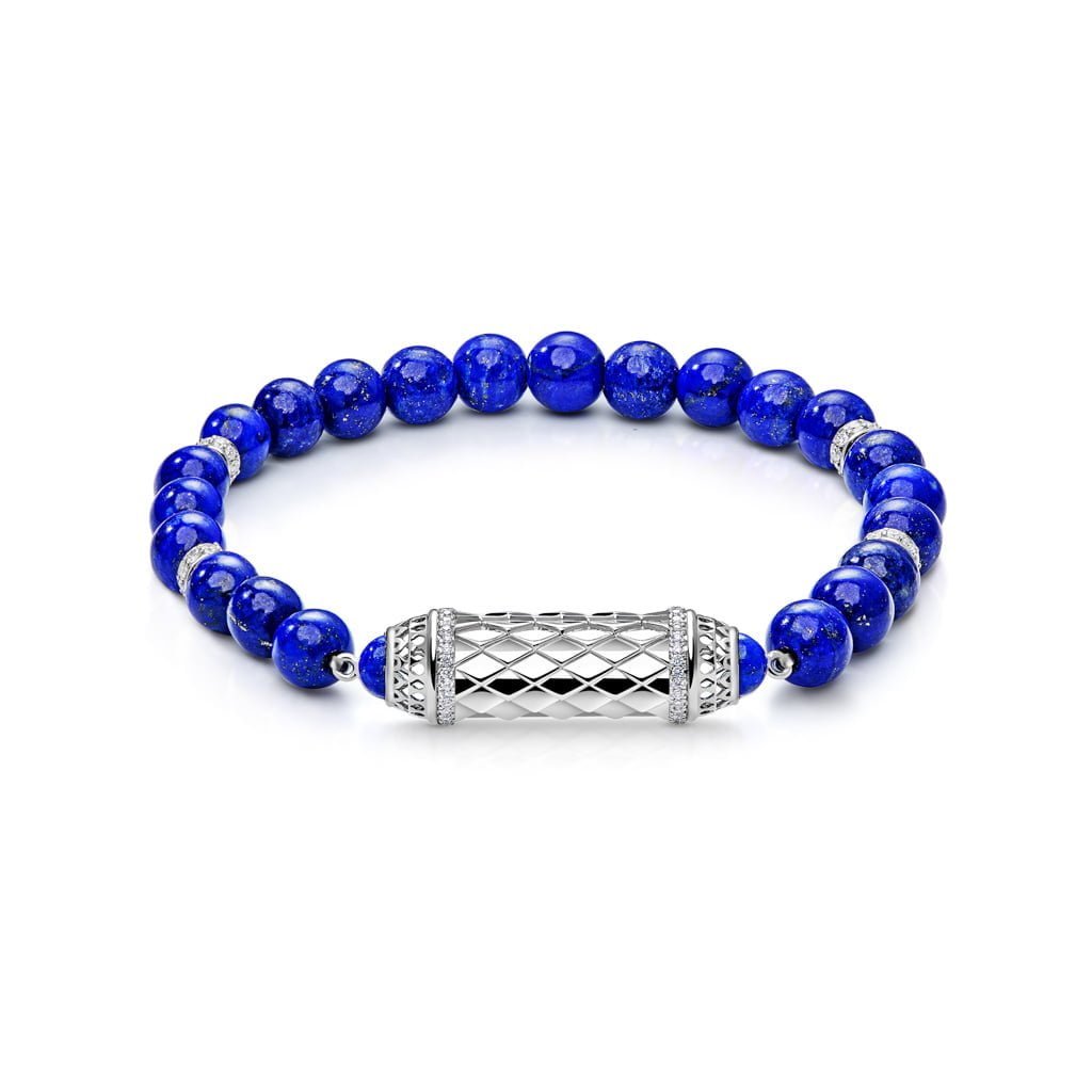 Harmony Lapis Lazuli Beads Bracelet Border Diamond