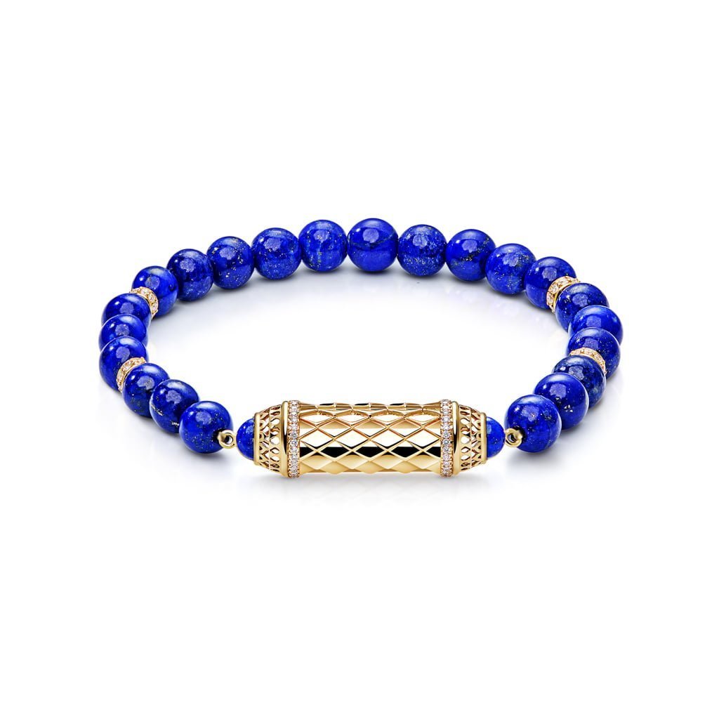 Harmony Lapis Lazuli Beads Bracelet Border Diamond