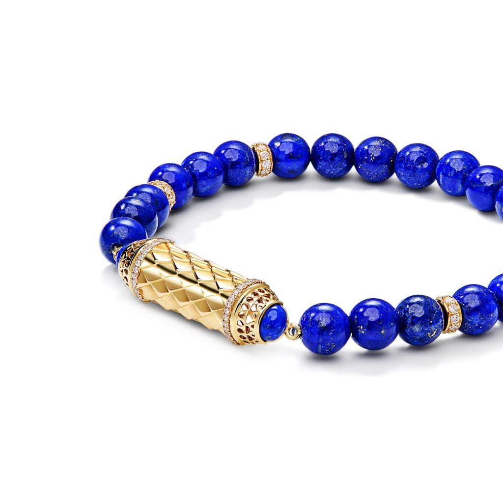 Harmony Lapis Lazuli Beads Bracelet Border Diamond