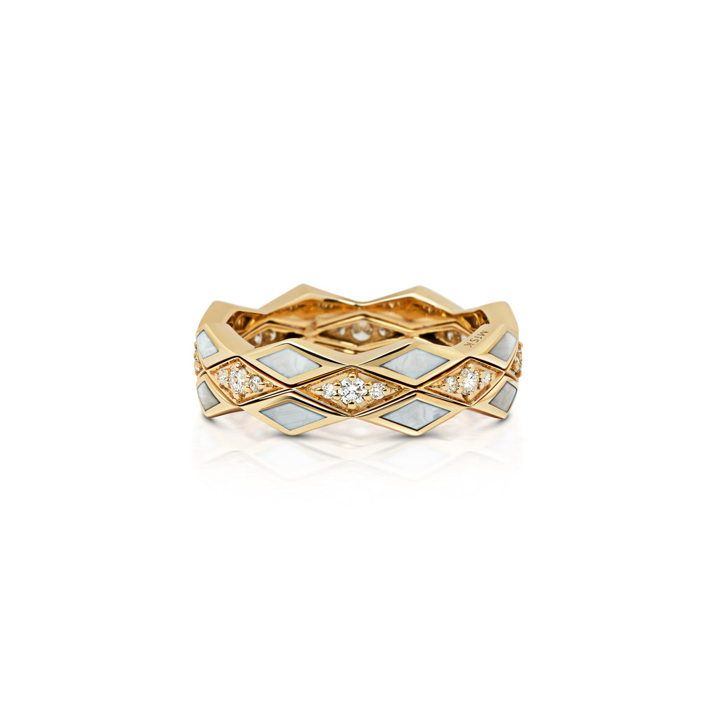 Eternity Large Mother of Pearl Ring#Gold_Yellow Gold