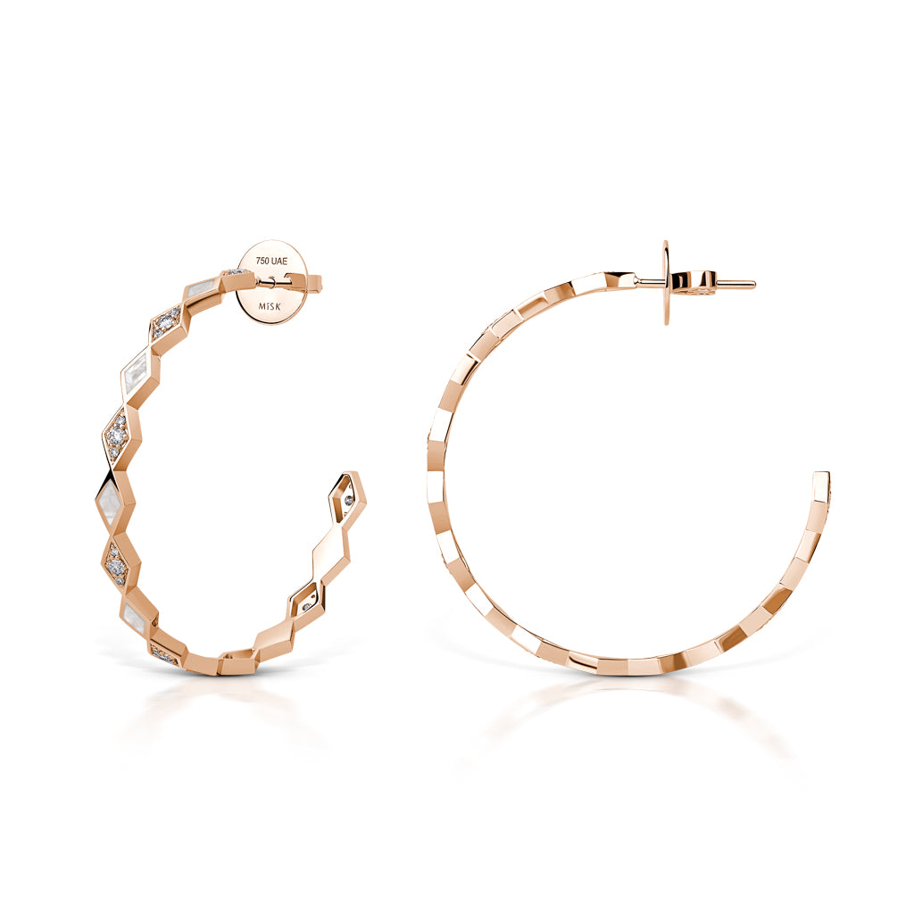 Eternity Large Mother of Pearl Hoop Rose Gold Earrings