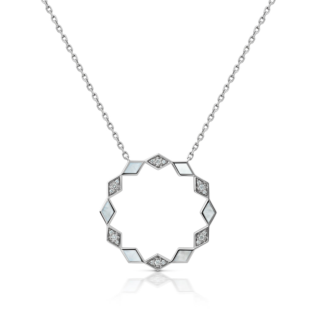 Eternity Large Mother of Pearl White Gold Pendant