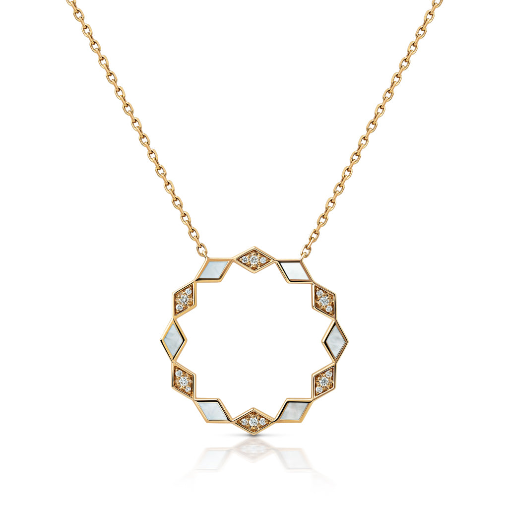 Eternity Large Mother of Pearl Yellow Gold Pendant