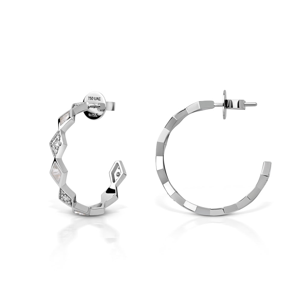 Eternity Medium Mother of Pearl Hoop Earrings