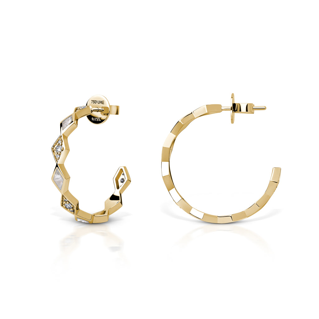 Eternity Medium Mother of Pearl Hoop Earrings