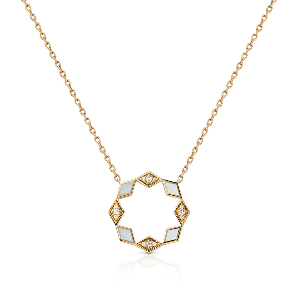 Eternity Medium Mother of Pearl Yellow Gold Pendant