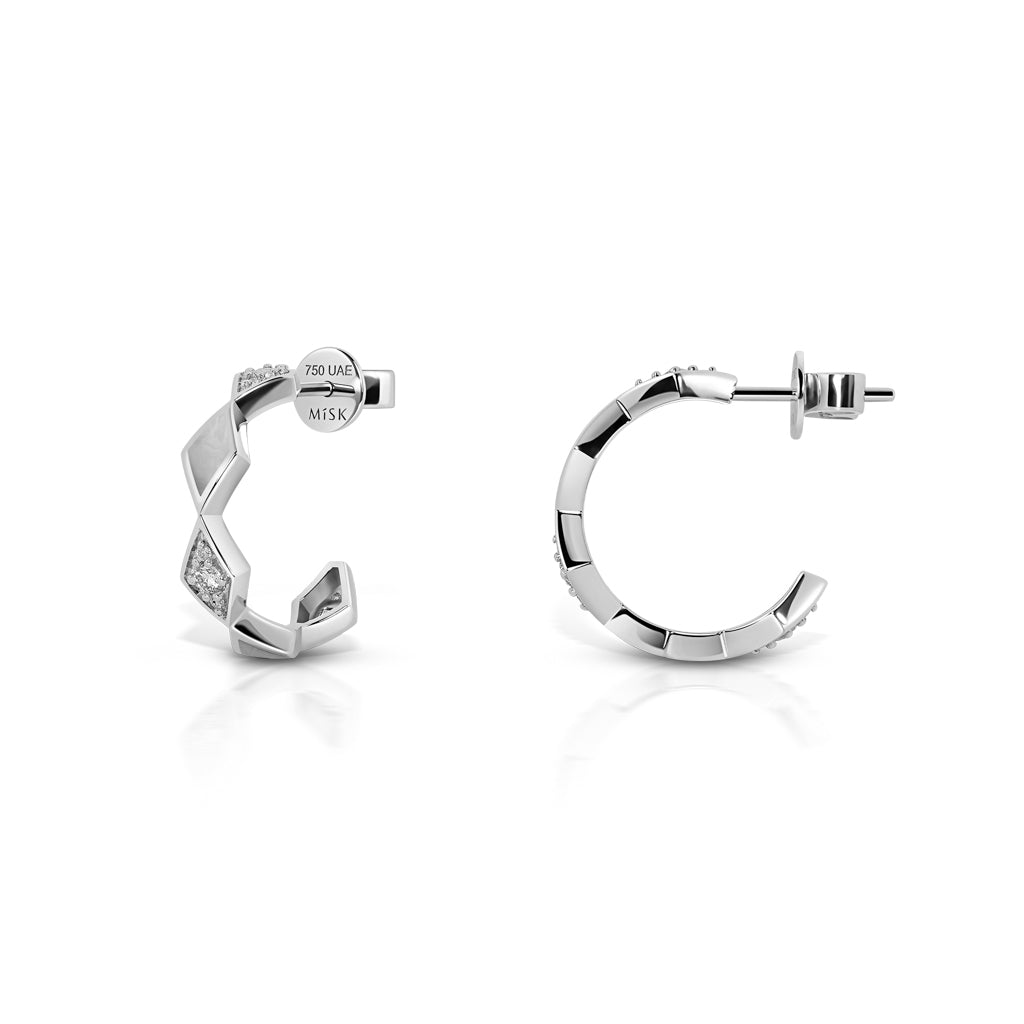 Eternity Small Mother of Pearl White Gold Hoop Earrings