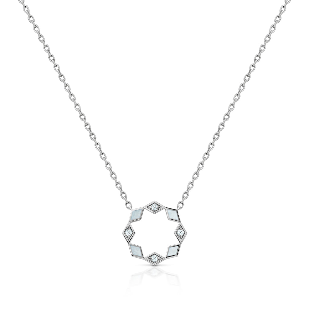 Eternity Small Mother of Pearl White Gold Pendant