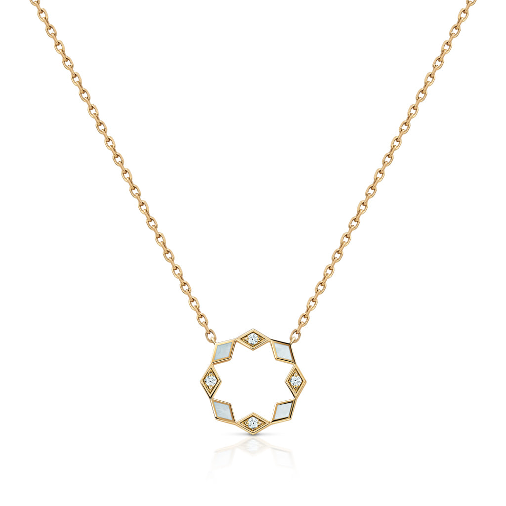 Eternity Small Mother of Pearl Yellow Gold Pendant