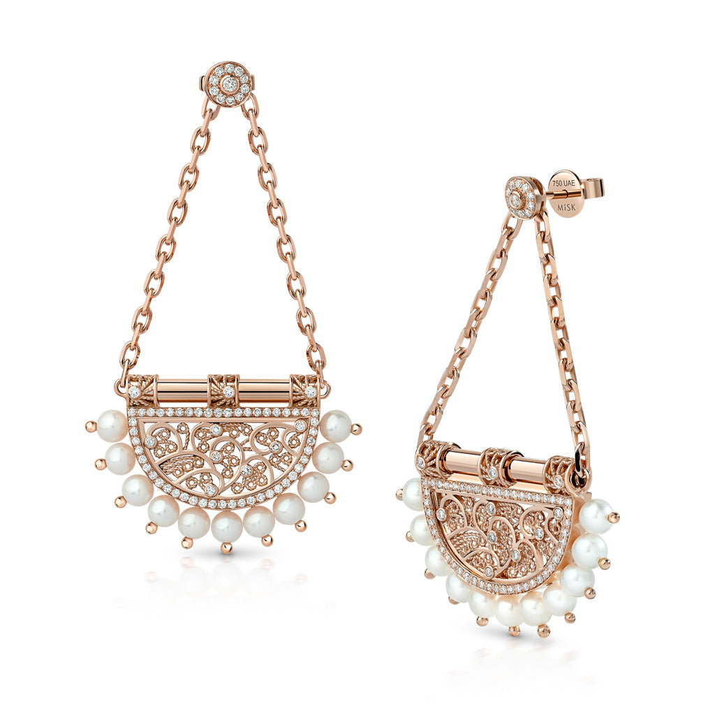 Heritage Al Mona Large Chandelier Earrings#Gold_Rose Gold