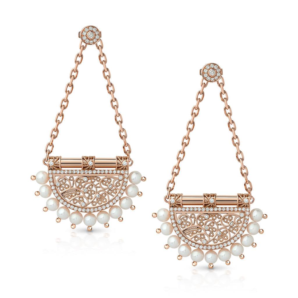 Heritage Al Mona Large Chandelier Earrings#Gold_Rose Gold