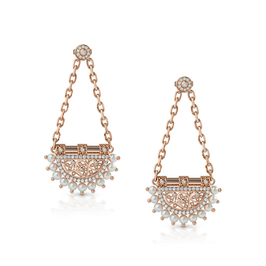 Heritage Al Mona Small Chandelier Earrings#Gold_Rose Gold