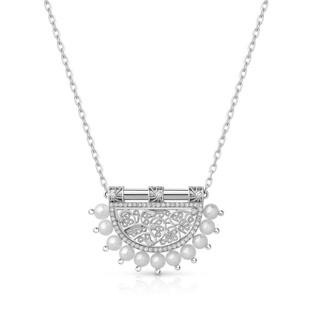 Heritage Al Mona Small Pendant#Gold_White Gold