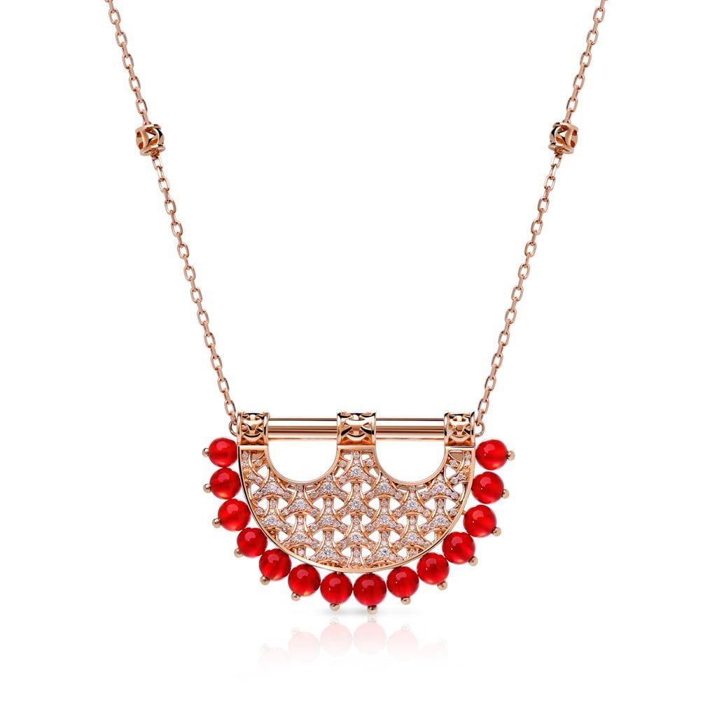 Heritage Medium Pearl Full Diamond Pendant — Agate#Stone_Agate