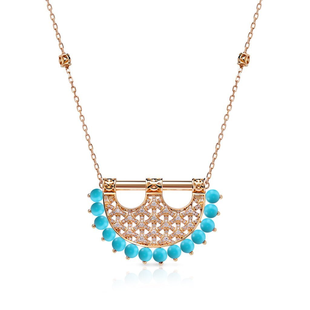 Heritage Turquoise Medium Full Diamond Pendant
