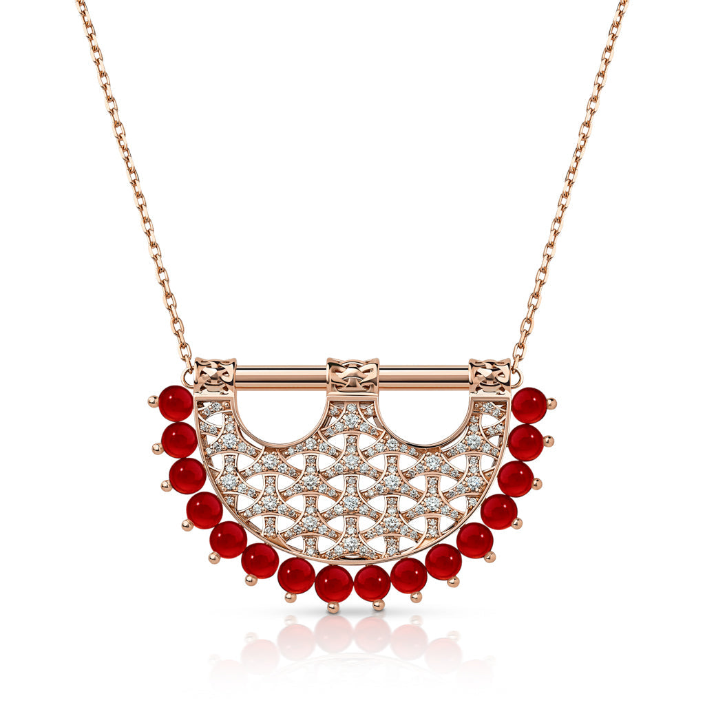 Heritage Medium 2 Pearl Full Diamond Pendant — Agate#Stone_Agate