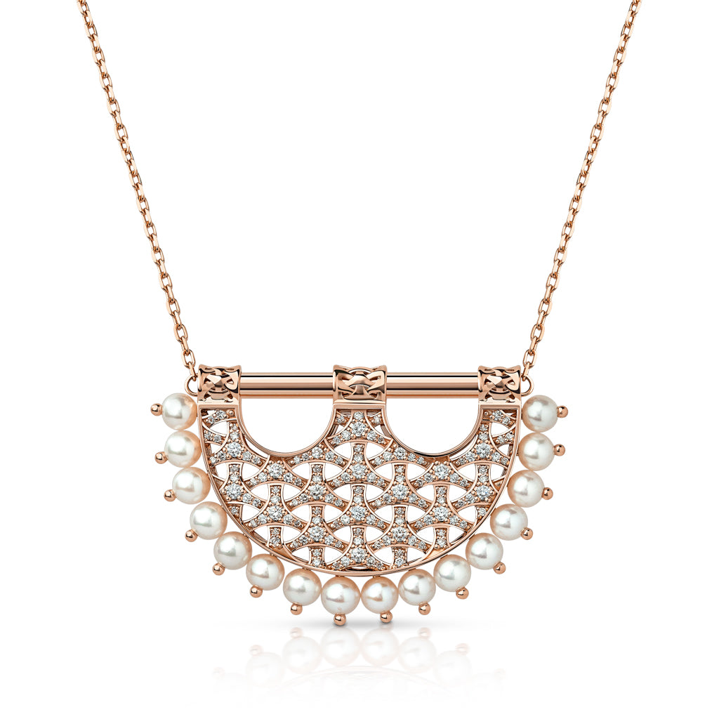 Heritage Medium 2 Pearl Full Diamond Pendant