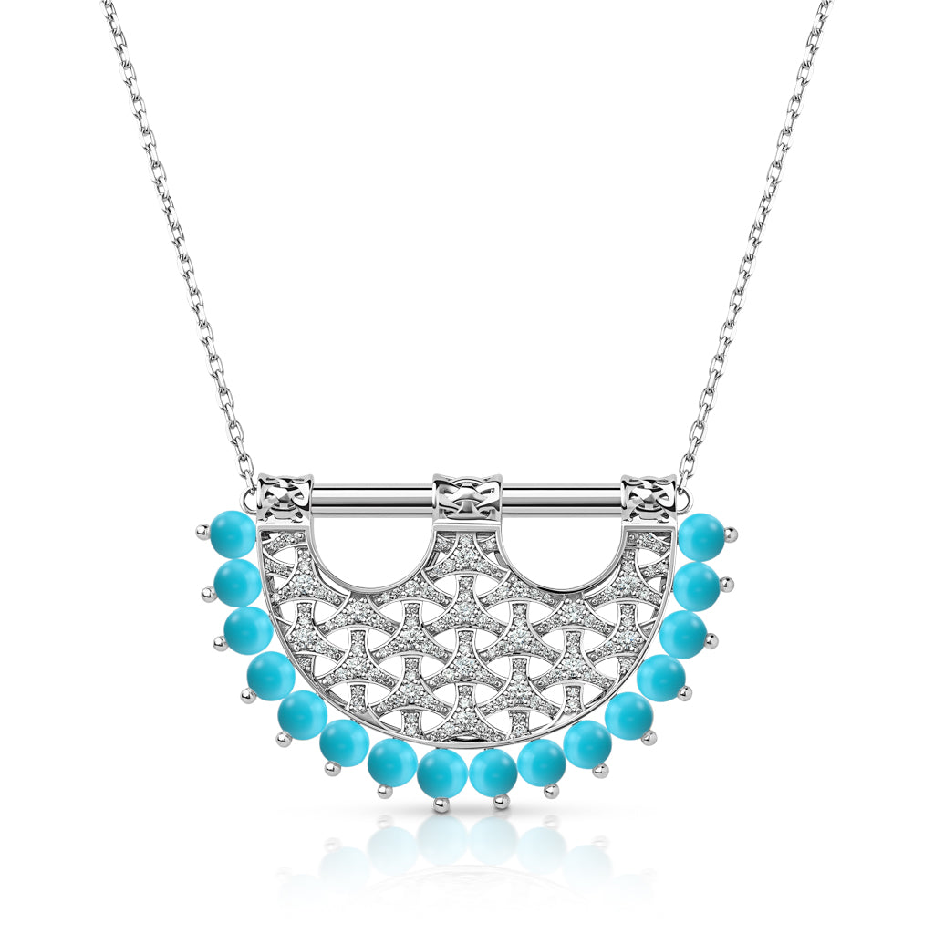 Heritage Medium 2 Turquoise Full Diamond Pendant
