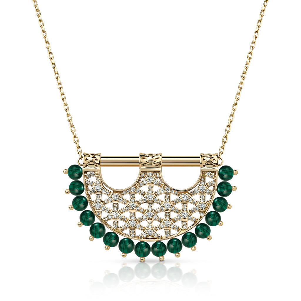 Heritage Medium 2 Malachite Full Diamond Pendant