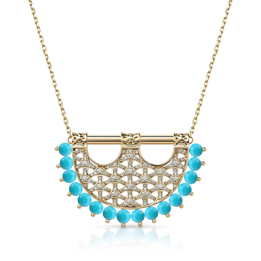 Heritage Medium 2 Turquoise Full Diamond Pendant