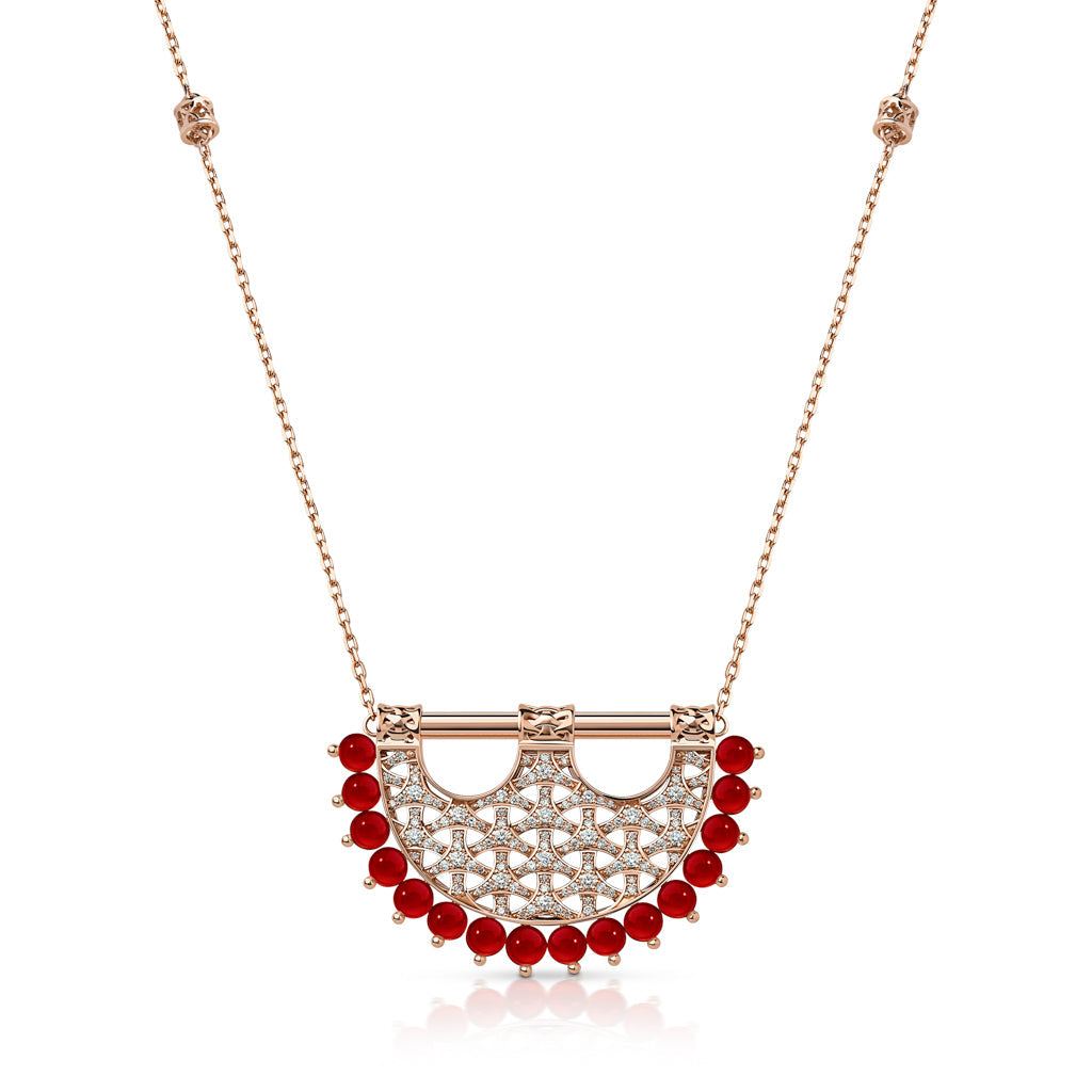 Heritage Medium 2 Pearl Full Diamond Pendant — Agate#Stone_Agate