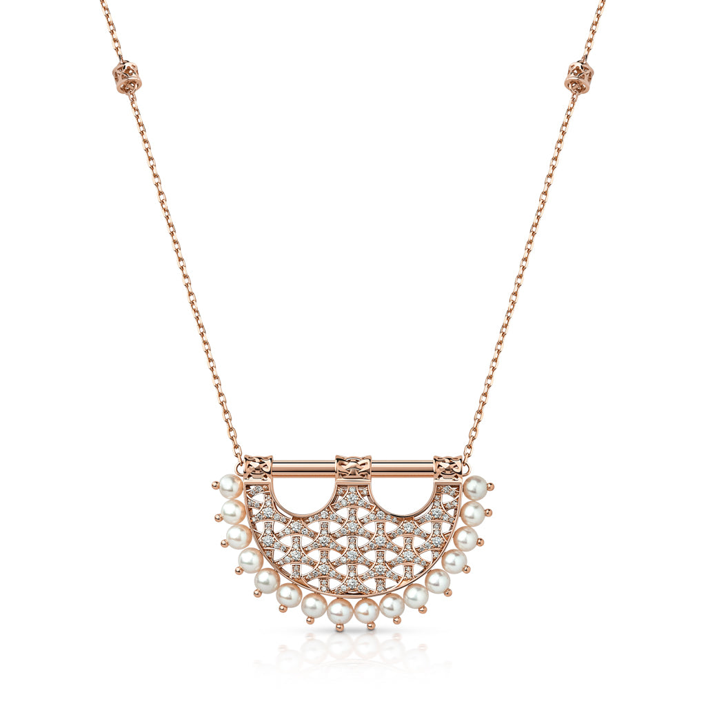 Heritage Medium 2 Pearl Full Diamond Pendant