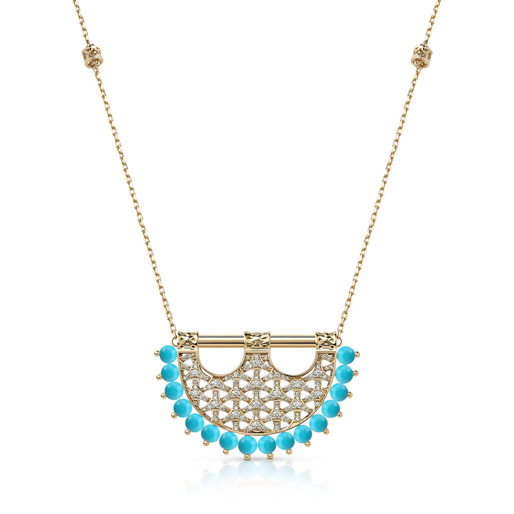 Heritage Medium 2 Turquoise Full Diamond Pendant