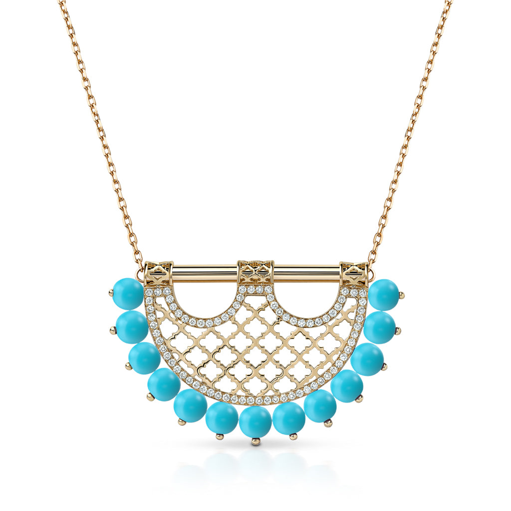 Heritage Turquoise Medium 2 Border Diamond Pendant