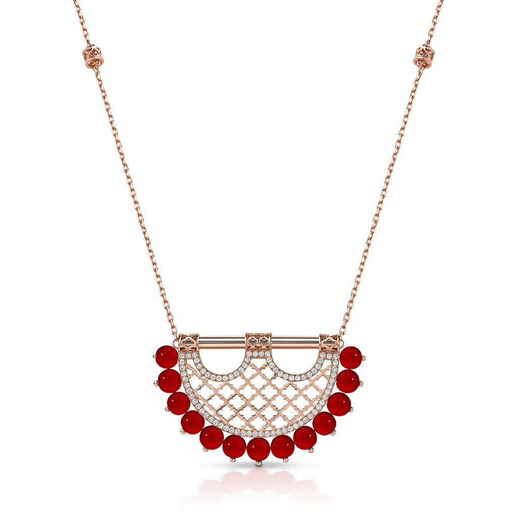 Heritage Medium 2 Agate Border Diamond Pendant