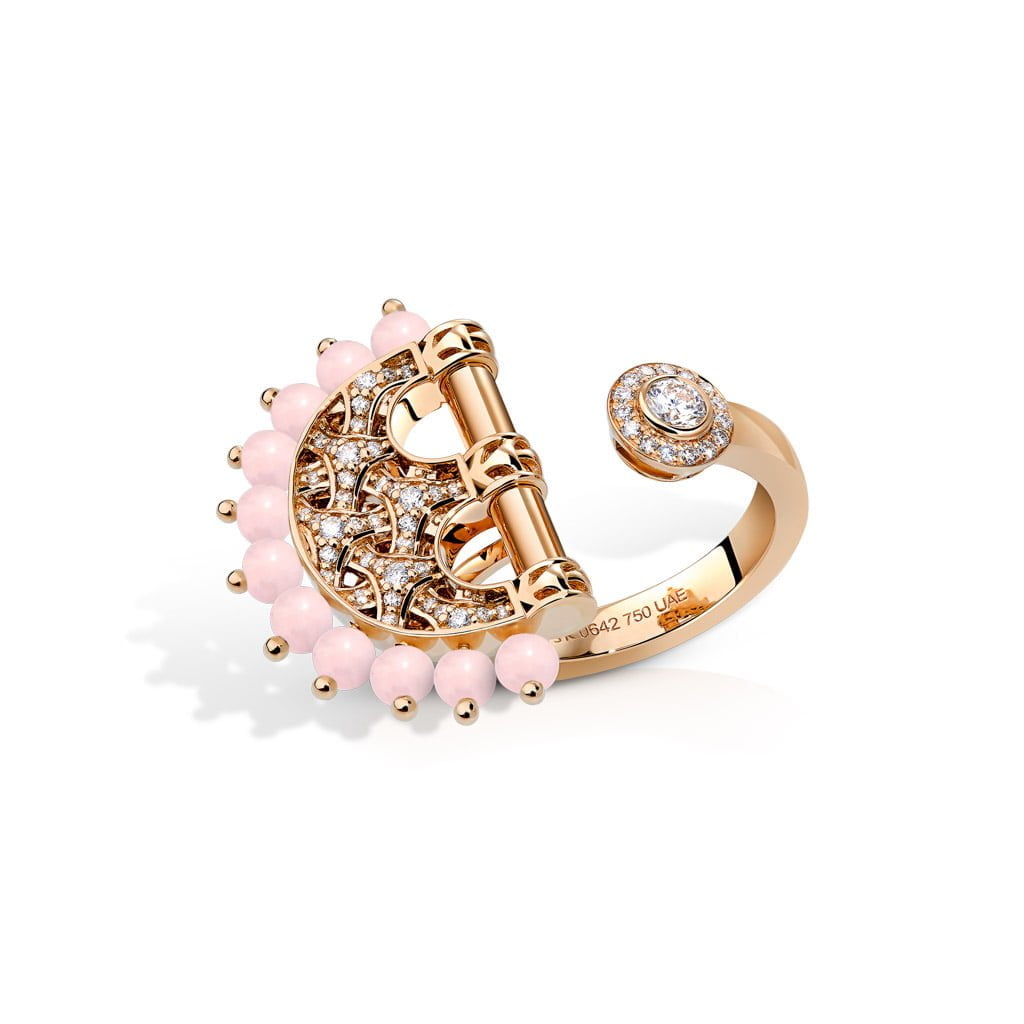 Heritage Agate Full Diamond Ring — Rose Quartz#Stone_Rose Quartz