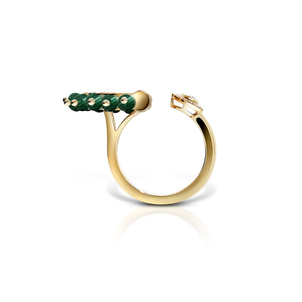 Heritage Agate Full Diamond Ring — Malachite#Stone_Malachite