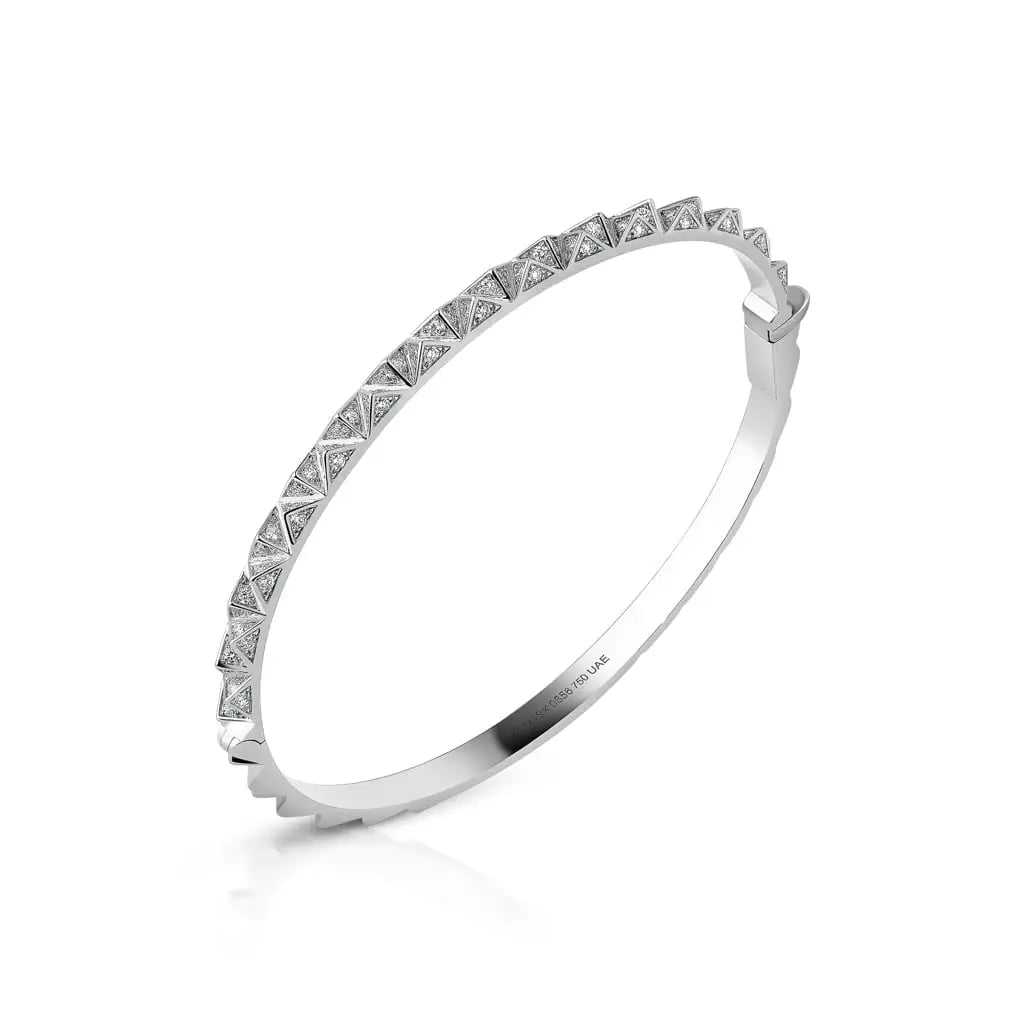 Tilal Slim Bangle#Gold_White Gold